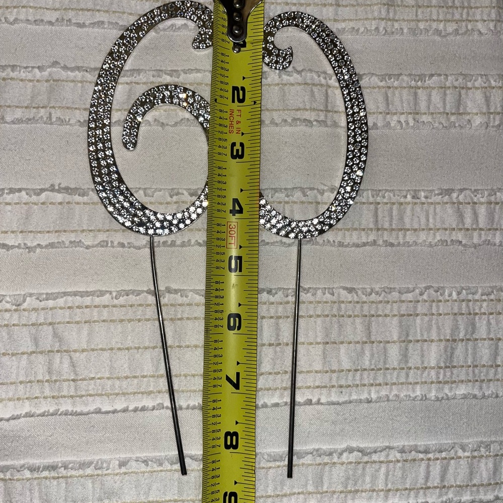 Silver Rhinestone 60 Cake Topper - Picture 3 of 5